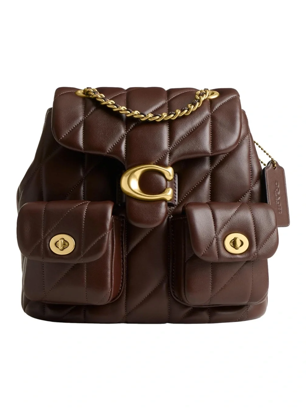 Coach Quilted Chocolate Brown Leather Backpack with Gold Hardware